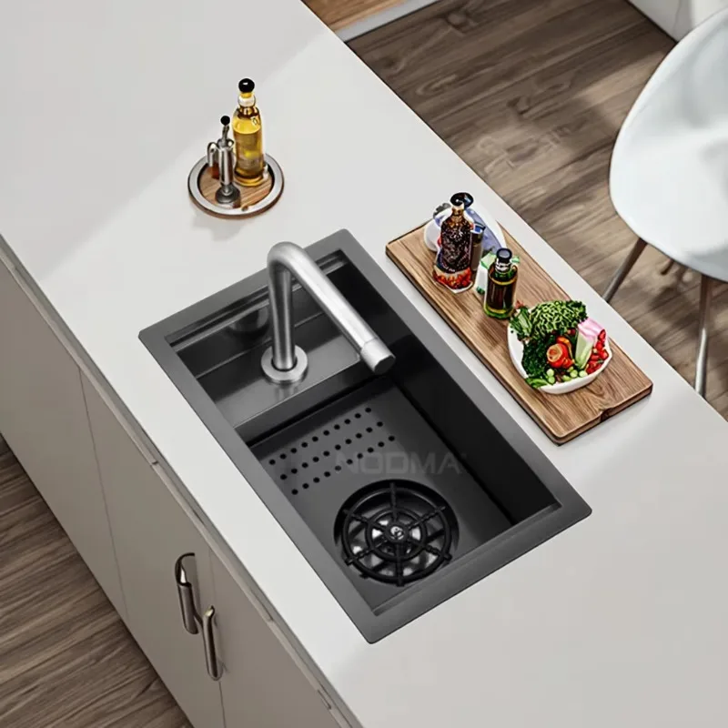 

Nodma Handmade Single Bowl Kitchen Sink with High Quality 304 Stainless Steel Faucet Cup Washer