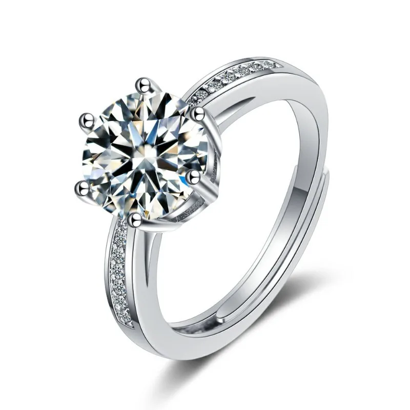 2CT Moissanit 925 Sterling Silber Ring Luxus für Damen Verlobung Hochzeit Einfacher Schmuck Geburtstagsgeschenke Mode Hohe Qualität – Detail 6