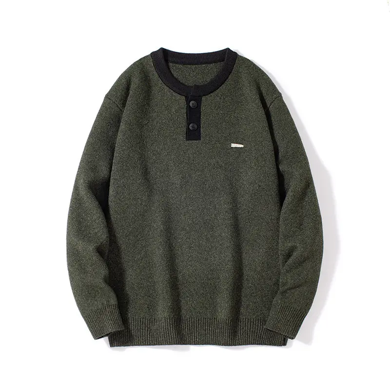 

Новый мужской вязаный свитер 2025 года: модный молодежный пуловер с круглым вырезом, теплый, с длинными рукавами, для осени и зимы