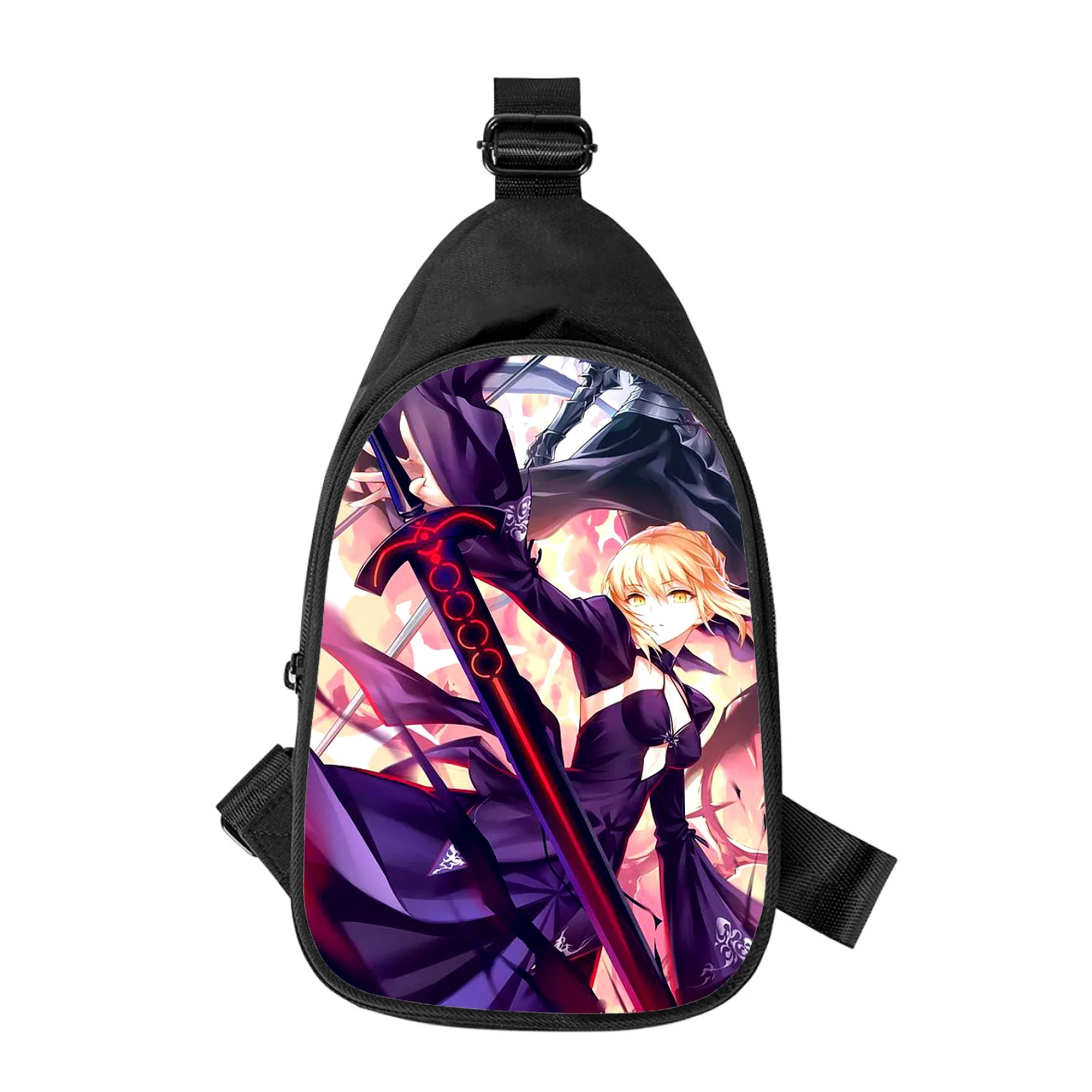 Anime Fate saber 3D Impressão Novos Homens Cruz Peito Bolsa Diagonalmente Mulheres Bolsa de Ombro Marido Escola Pacote de Cintura Masculino pacote de peito