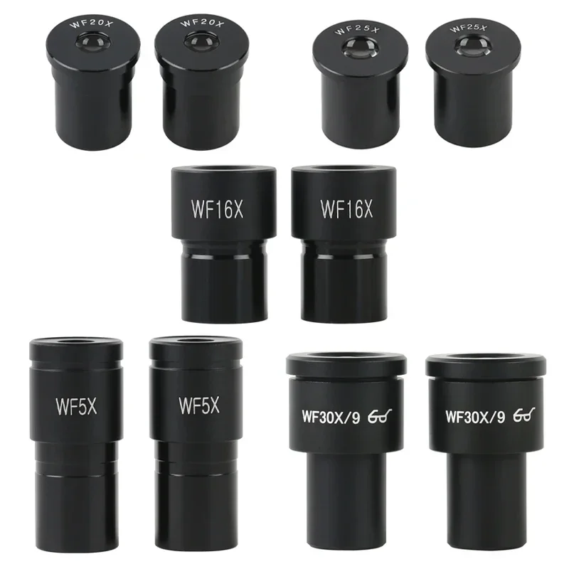 2pcs/set WF5X WF10X WF16X WF20X WF25X WF30X Biological Microscope Eyepieces Accessory Wide Field Wide Angle Lens 23.2mm Diameter