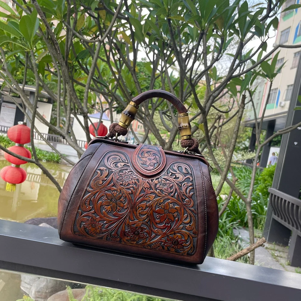 MOTAORA Luxury Handmade Women Shoulder Bag Vintage Carved Leather Women\'s Bag 2024 trend Ladies Designer Handbags Female Bags