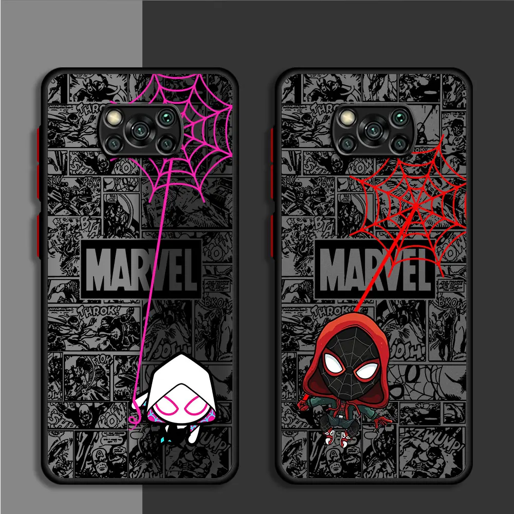 Marvel Cartoon Spider Man Phone Case for Xiaomi Poco C40 X4 Pro M3 X4 GT M5s X3 Pro X5 Pro M5 F3 X3 NFC Shockproof Cover