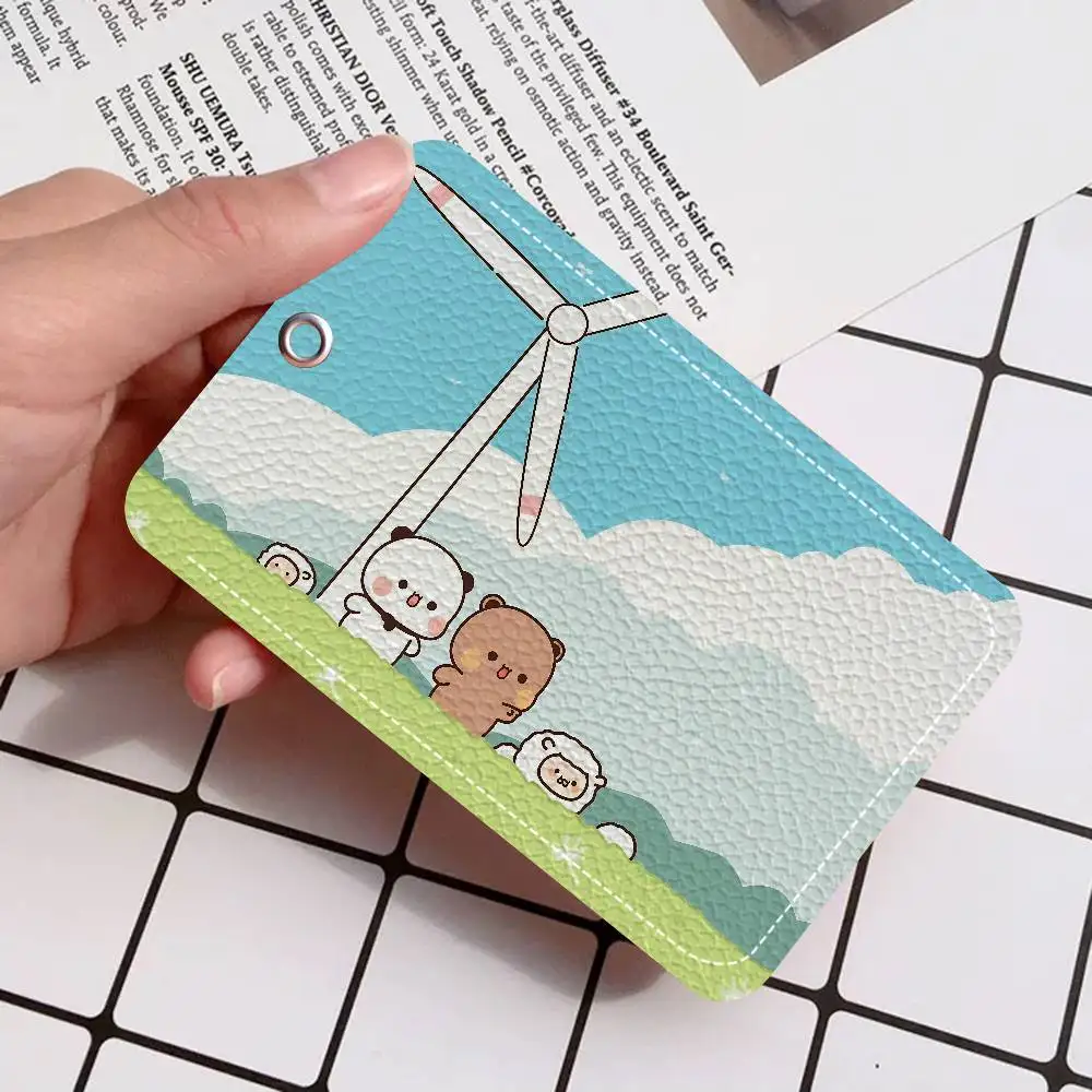 Bubu e Dudu Custodia rettangolare per carta d'identità Portachiavi Borsa per carta di accesso Portachiavi Porta carte in pelle Portachiavi Accesso