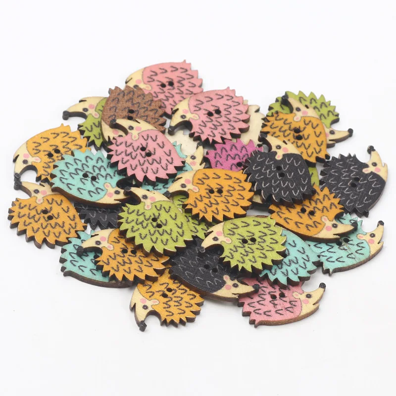 20pcs Vintage Hedgehog Wooden Buttons For Clothing Decorative Needlework Embellishment Sewing Accessories Diy craft Supplies
