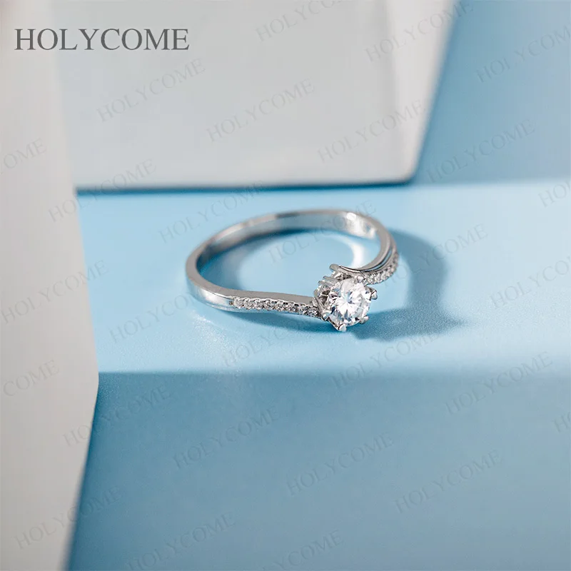 925 Sterling Silber Moissanit Verlobungsring D-Farbe 0,5ct Runder Brillantschliff Solitär Ehering Versprechensring für Damen – Detail 18