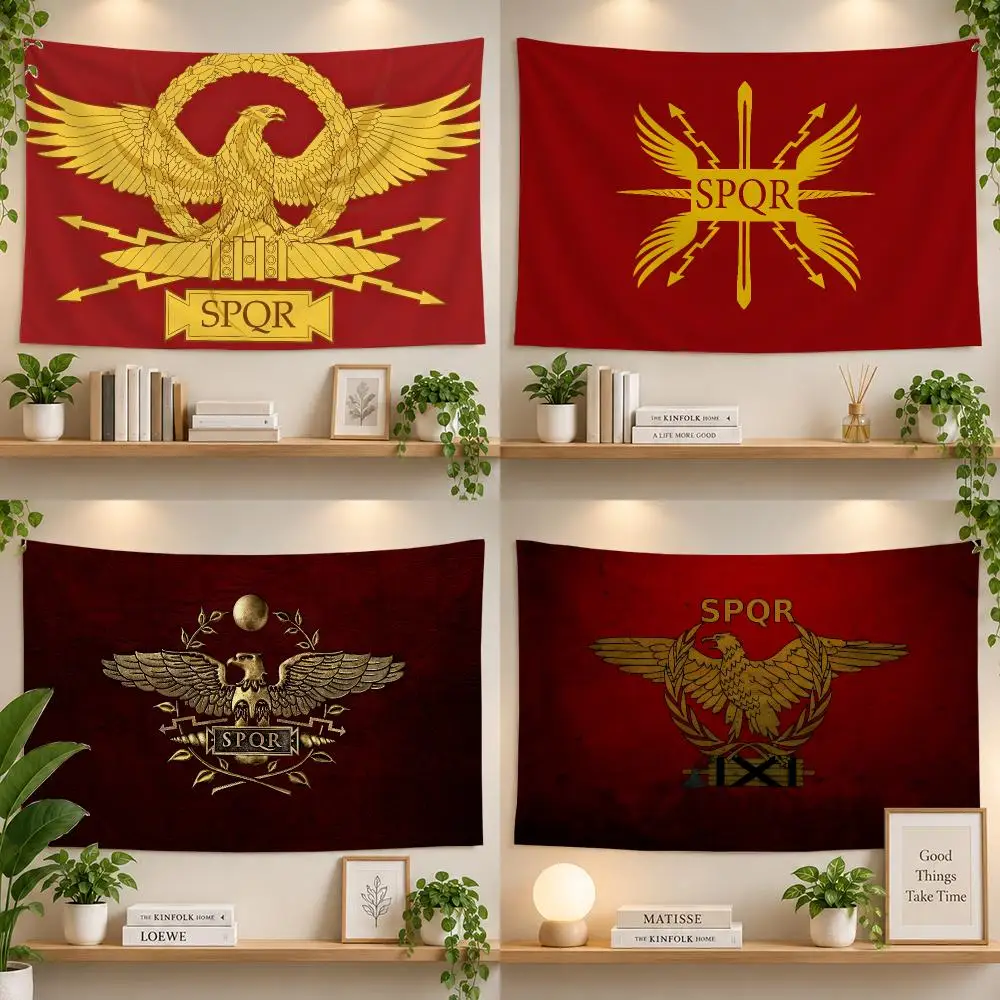 History Roman Empire Gold Eagle SPQR Flags Personalized Banner Flag Room Dorm Camping Picnic Garage Bar Outdoor Wall Decor