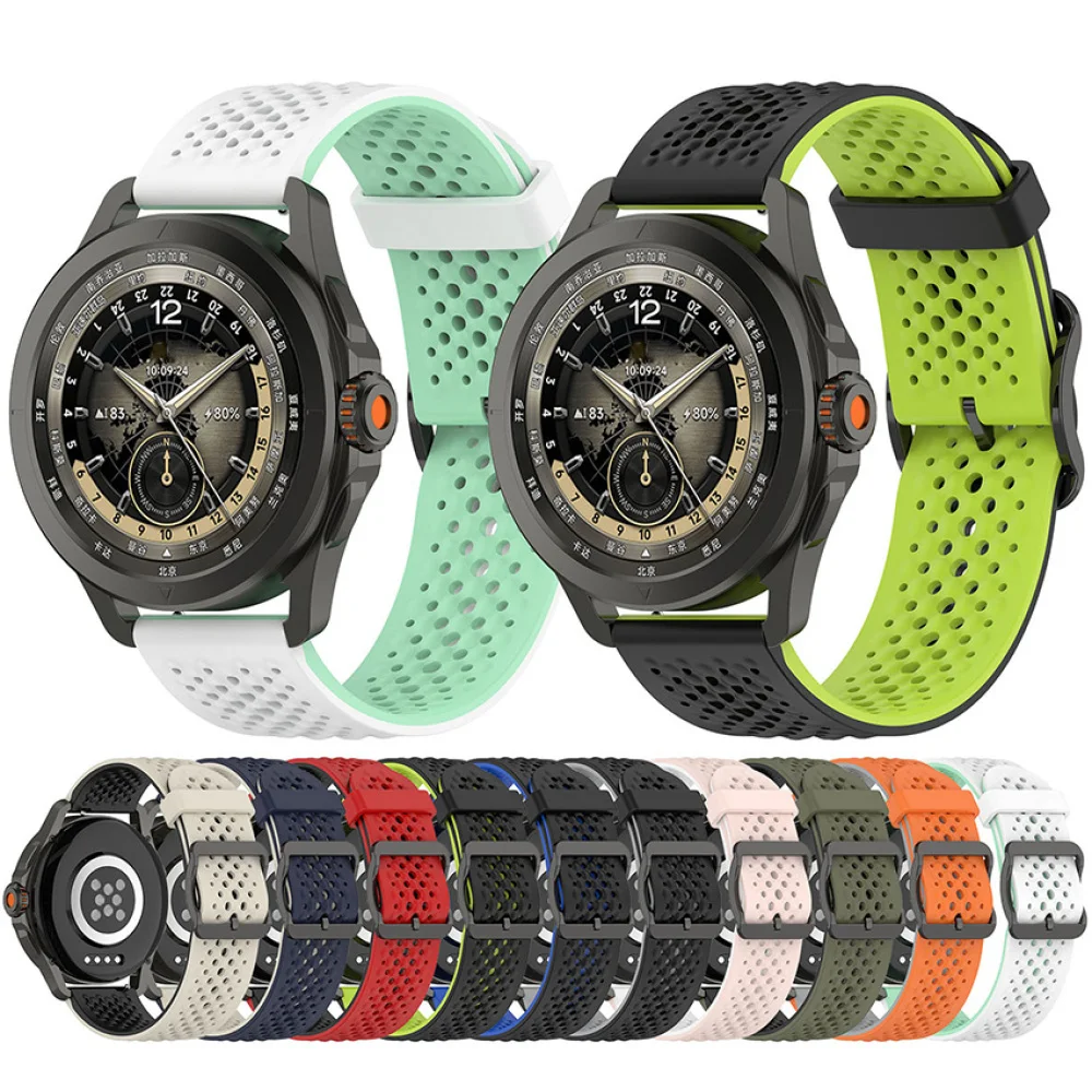 Two-color/Single Color Breathable Strap for MI Watch S4 Sport 20MM/22MM  Liquid Silicone Watch Band Replacement Accessories