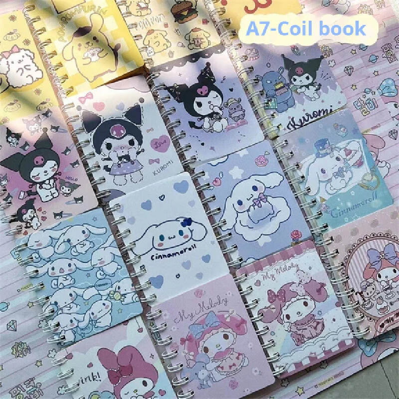 Mini carnet de notes de décompression Sanurgente Cartoon, Kuromi Cinnamoroll, livre de poche pendentif mignon, étudiant amusant, cadeau de papeterie, livre à bobine X