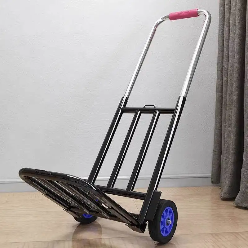

Portable Lightweight Hand-Pulled op Cart Vegetable Bung Stall Goods Moving Utili Stainl Steel Foldable Cart