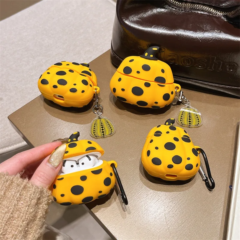 

Creative Spotted Pumpkin Case for AirPods 4 Airpod 1 2 3 Pro Pro2 Bluetooth Earbuds Charging Box Protective Earphone Case Cover
