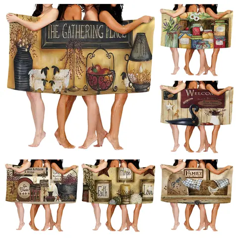 남성용 바디 타올, 가정용 목욕 타올, 빠른 건조, 극세사 비치 타올, 유화 스타일, 대형 스포츠 타올