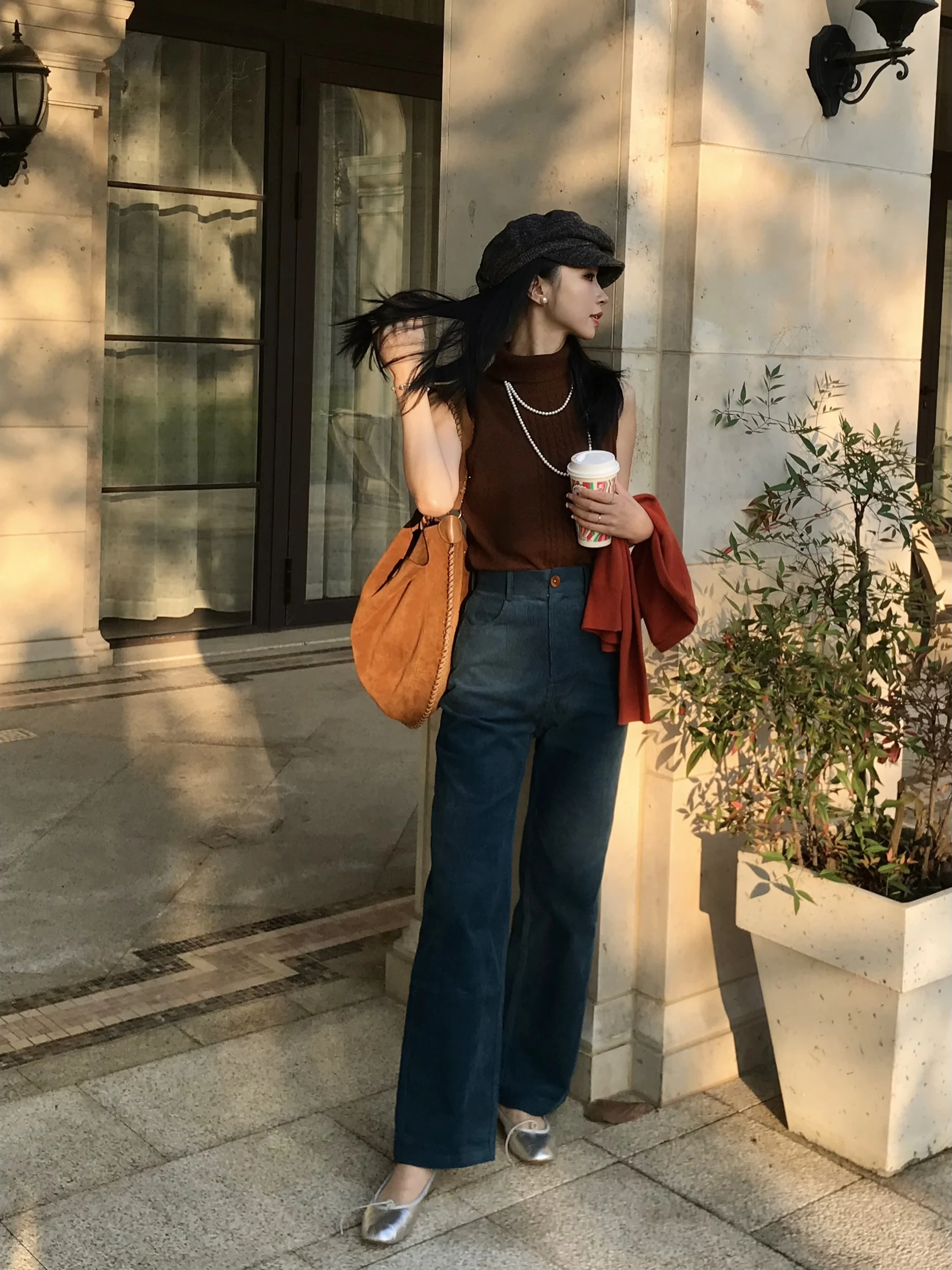 

Женские вельветовые брюки с высокой талией и тонкими полосками в ретро-стиле, цвет синий, удобные повседневные широкие брюки