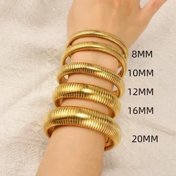 Punk Wide Chunky Bracelets Bangles Stackable Flexible Stretch Chain Thick Stainless Steel Bracelet for Women Waterproof Jewelry