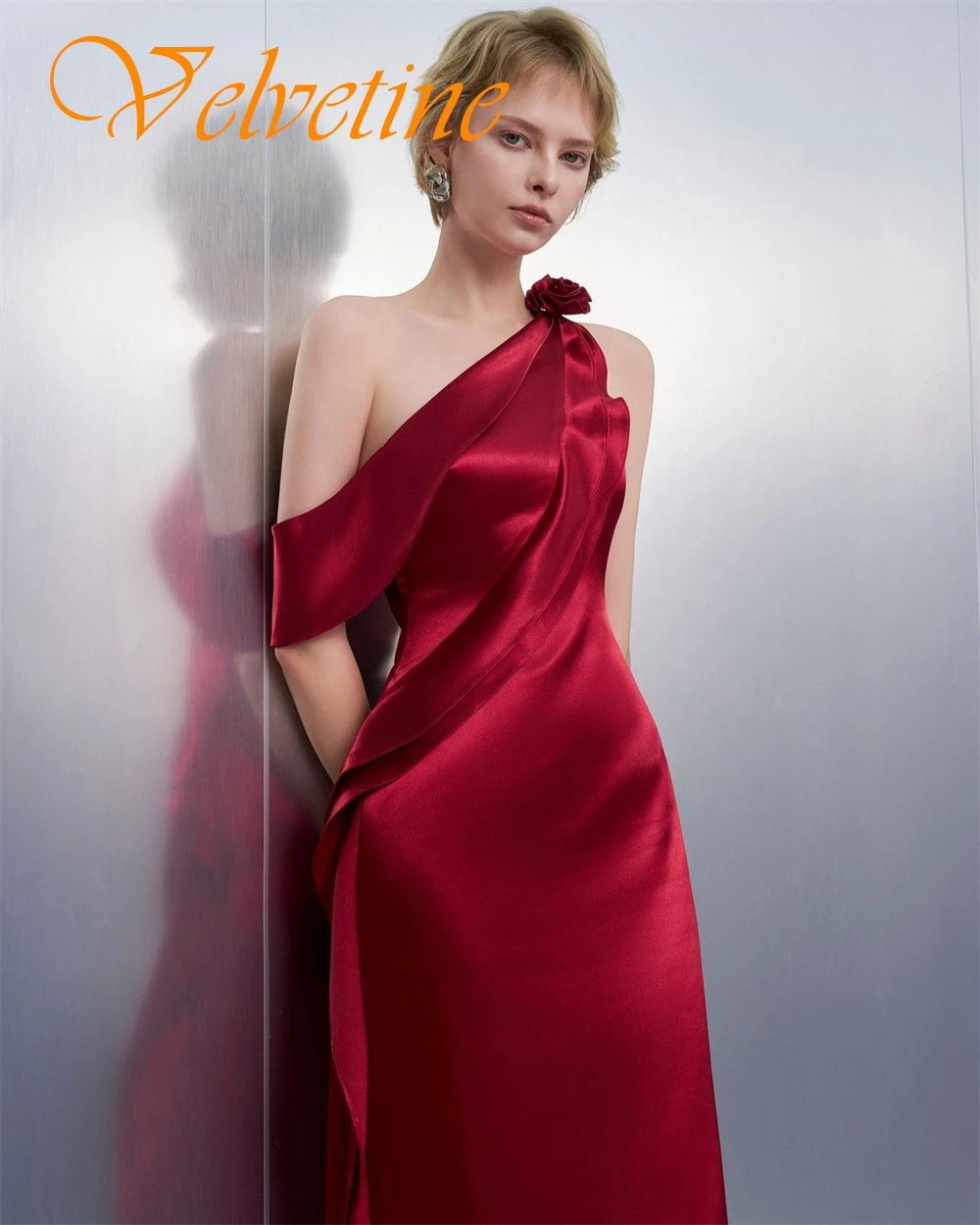 Customized Luxury Satin Evening Dress Exquisite One Shoulder Mermaid Prom Dresses Modern Sleeveless Special Occasion Gowns