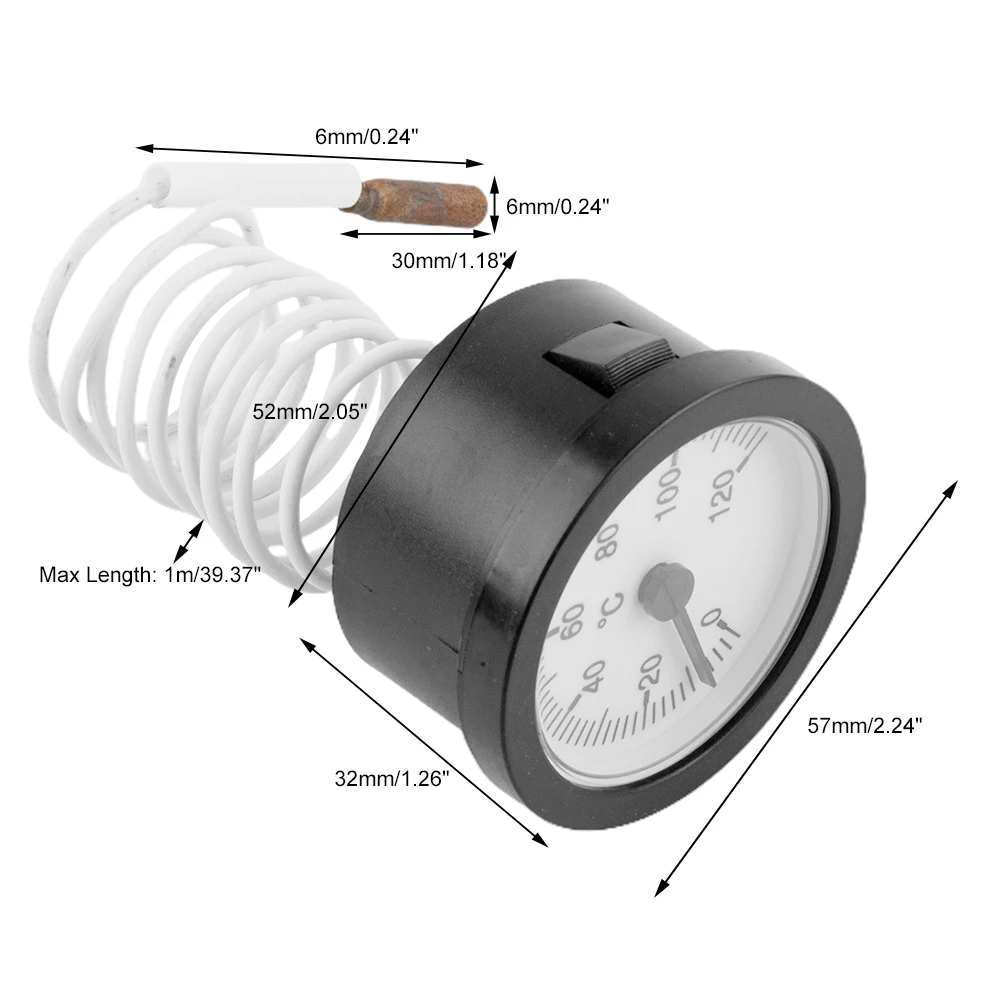 Hearth furnace Boiler Digital thermometer Dial Thermometer Capillary Gauge Instruments Tool Temperature Meter Temperature Sensor