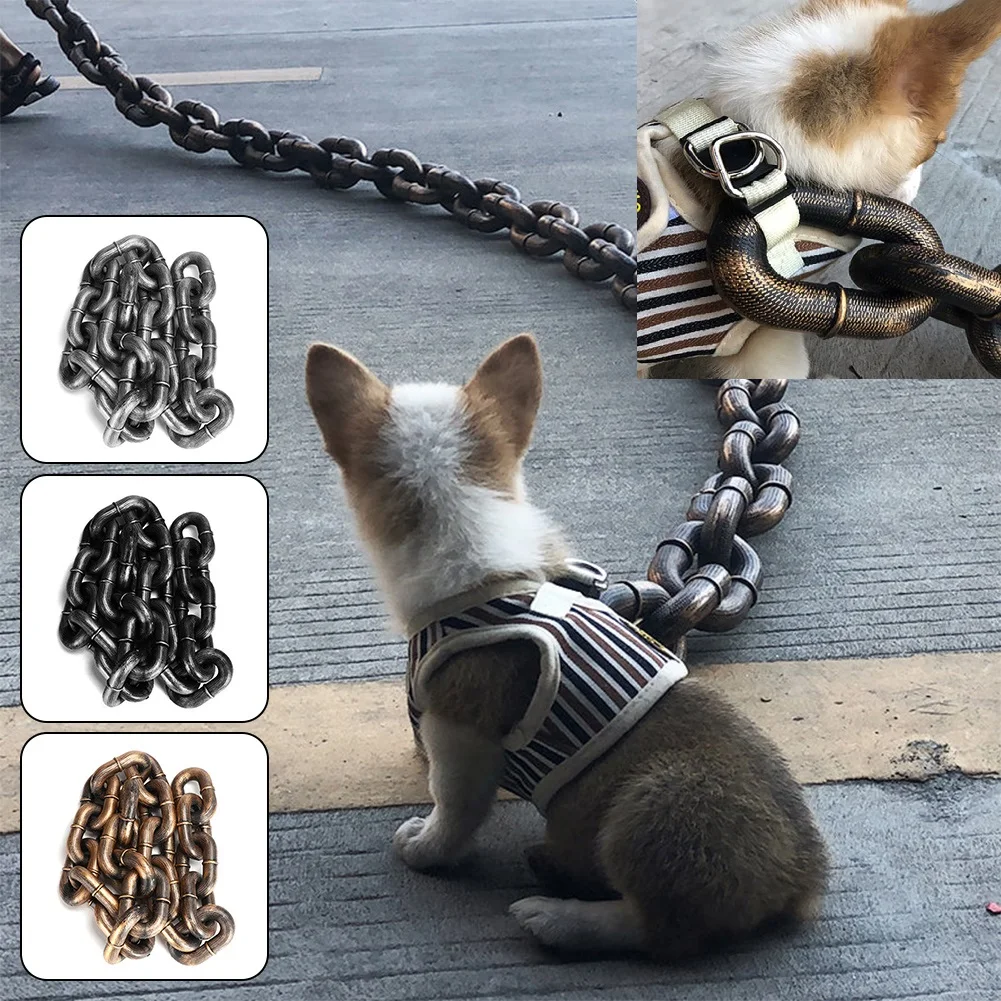 Funny Dog Leash Simulation Life-Like Iron Chain For Large Medium Small Pet Dog Accessories Dog Collar Dog leash Things For Dogs