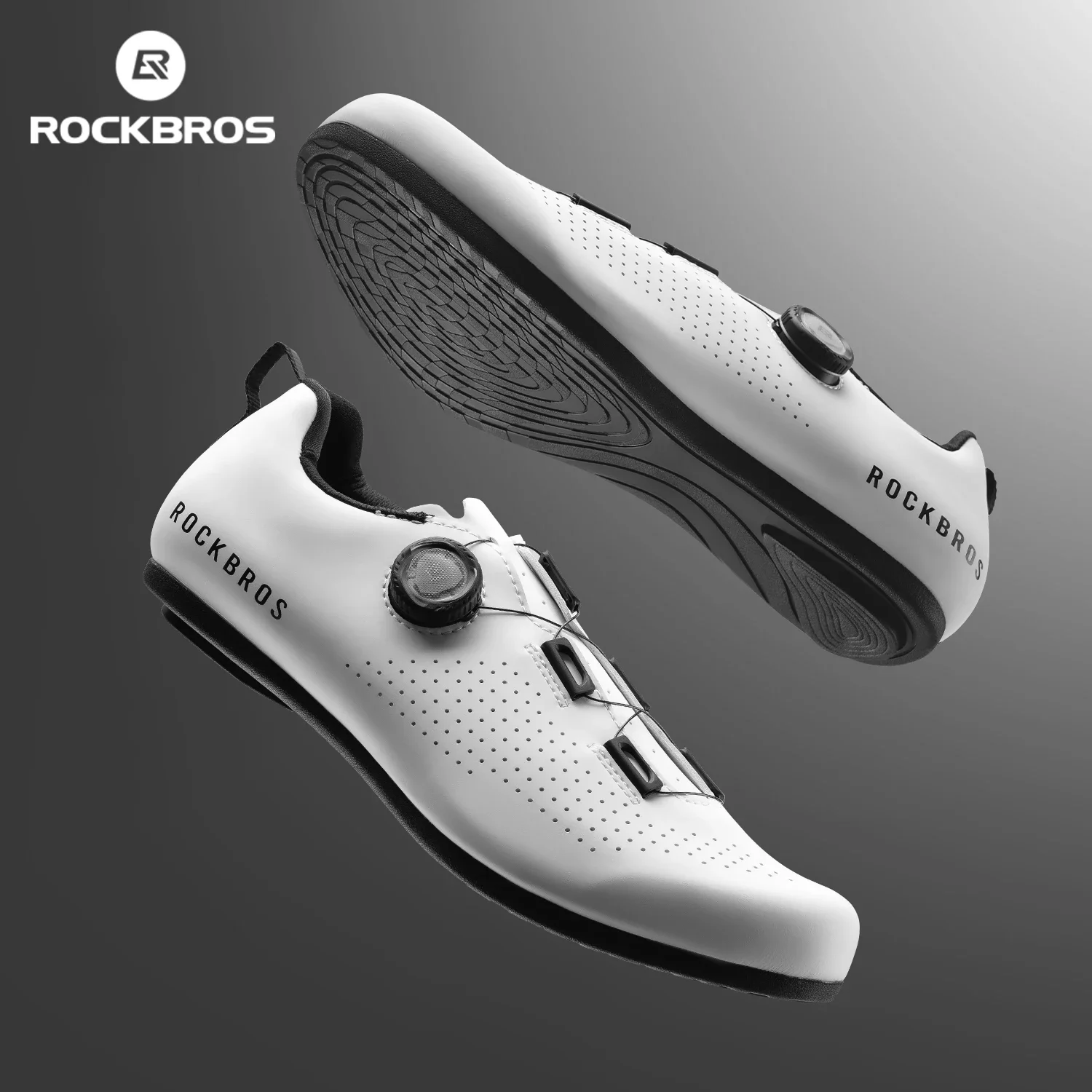 ROCKBROS CR4 Nicht-Verschließbare Radsportschuhe Leichte Atmungsaktive Knopf-Fahrradschuhe Zahnstruktur-Gummi Rutschfeste Sohle Fahrradschuhe