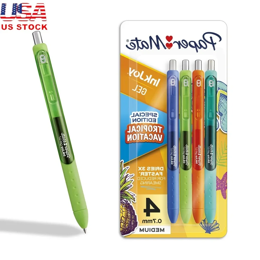 

Гелевые ручки InkJoy, плавное письмо, 0,7 мм, средняя точка, быстросохнущие, разные цвета, 4 шт., эргономичная ручка, без размазывания, идеально подходят