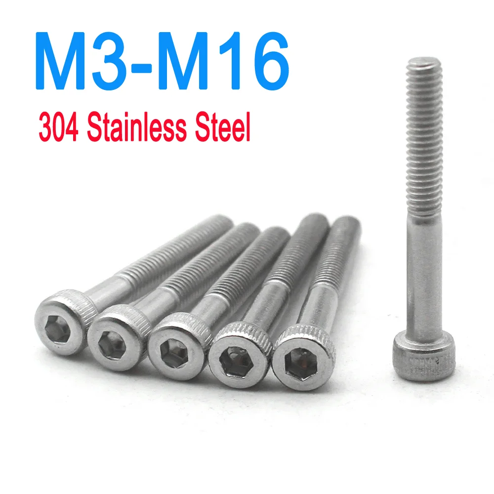 

M3 M4 M5 M6 M8 M10 M12 M14 M16 304 Stainless Steel Half Thread Lengthened Allen Hexagon Hex Socket Cap Head Screw Bolt 1-20pcs