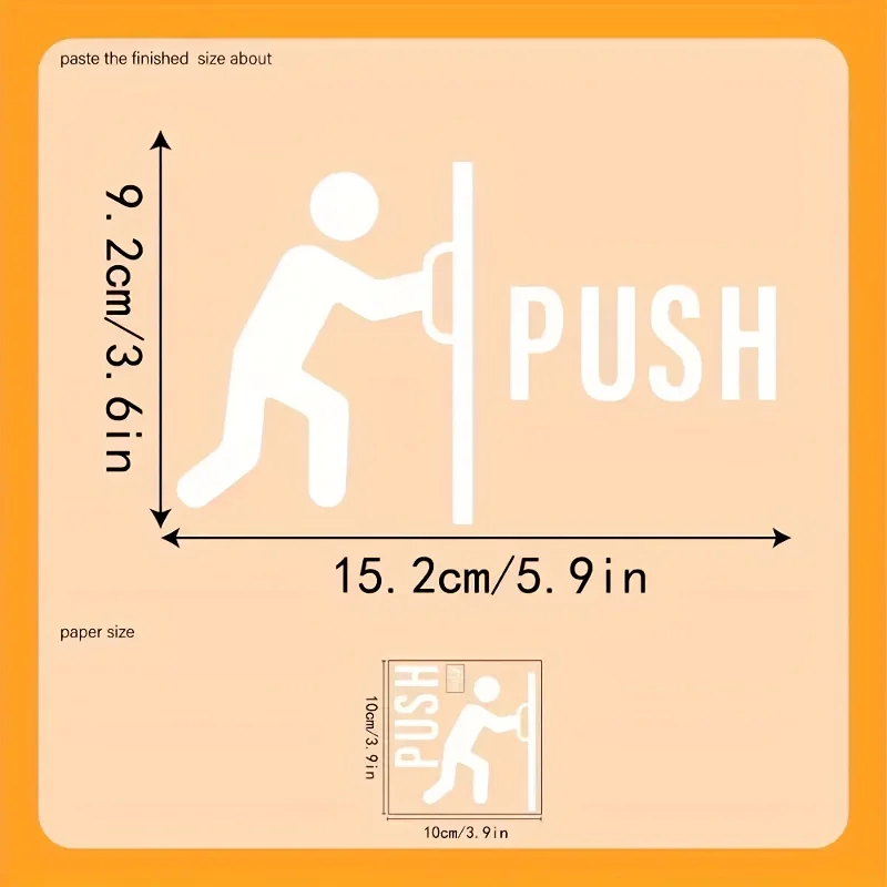2Pcs Funny Push Pull Glass Door Sticker Set, Waterproof Shop Decor Decal