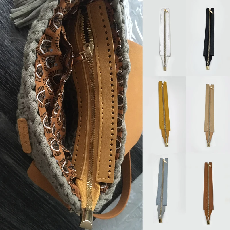 1PC Custom Diy Zipper Für Woven Tasche Hardware 18CM PU Leder Zipper Zubehör Für Kleidung Schuhe Woven Tasche nähen Zubehör