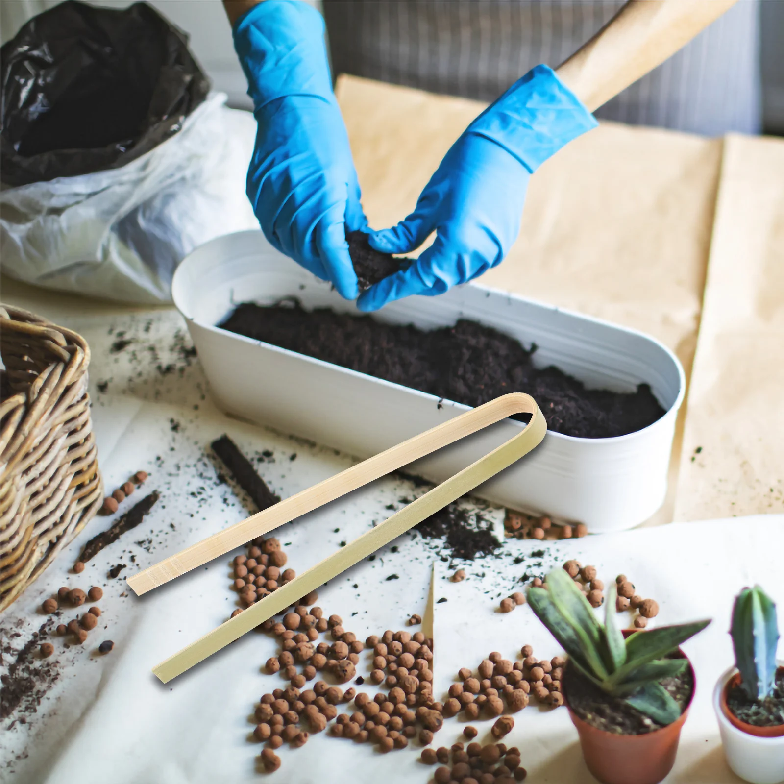 10 قطعة زرع الصبار مشبك مساعد الخيزران صنع دائم سهلة الاستخدام قفازات متوافق البستنة أداة المشابك العصارية