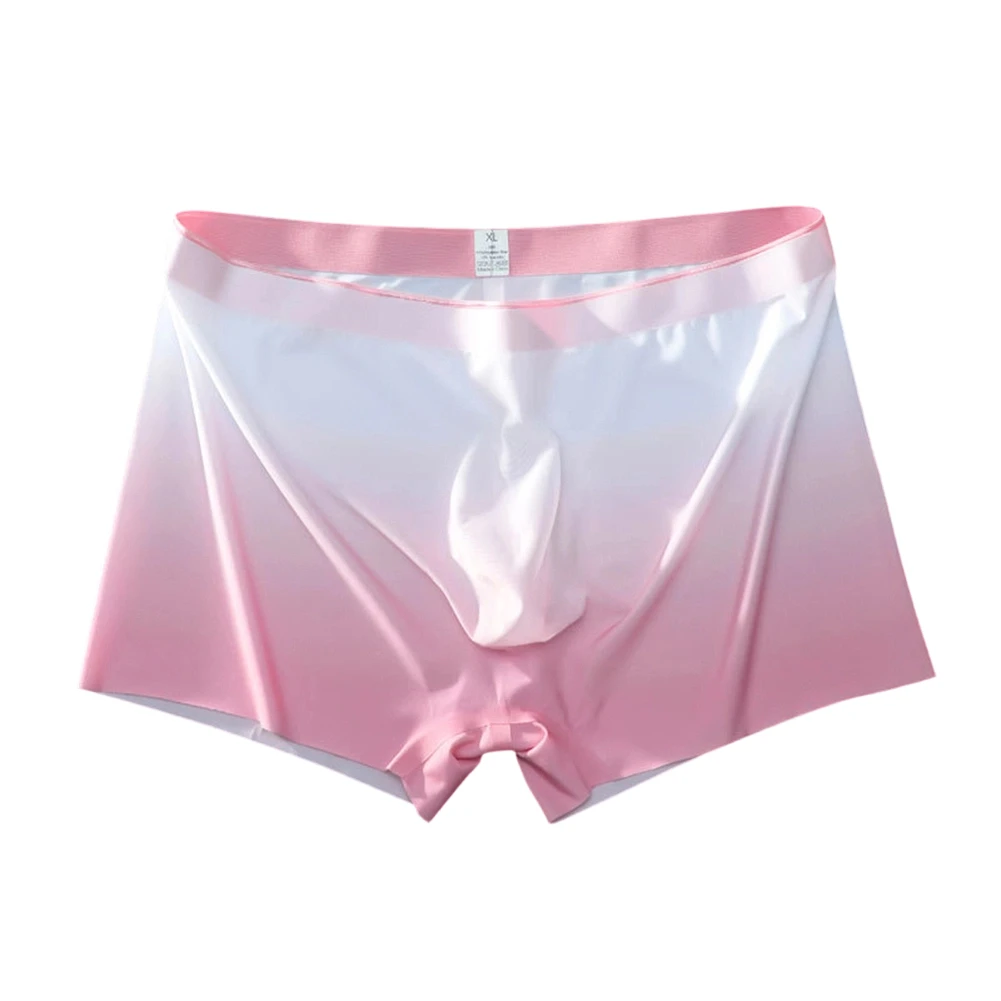 Men Seamless Trunks Boxer Shorts Ice Silk Lingerie Soft Panties Gradient Color 3D Bulge Pouch Briefs Underwear Men's Underpants