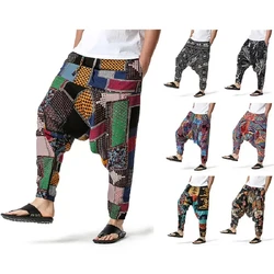 Mannen Casual Katoenen Harembroek Bohemian Stijl Joggers Yoga Vintage Baggy Broek Sarouel Homme Hippy Slang HK02