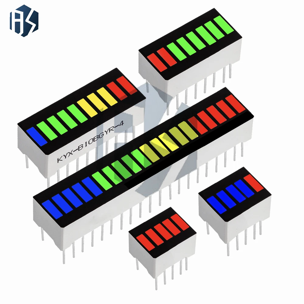 LED Battery Level Indicator | Super Bright 5-20 Segments, Red/White/Blue Multicolor Bar Module