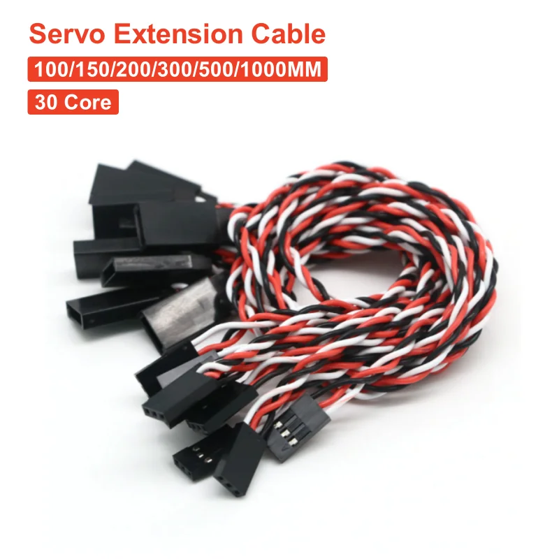 10PCS 10/15/20/30/50/100cm Servo Extension Cable 30 Core for Futaba JR Anti-interference Servo for RC Helicopter Part