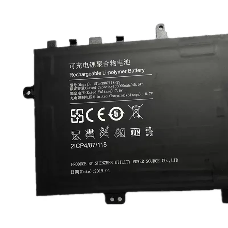UTL-3987118-2S Laptop Battery for Hasee Grace X3 G1 X3 D1 HKNS02 01 for Haier Yi 3000 SYi 5000 Bateria 7.6V 6000mAh 45.6Wh