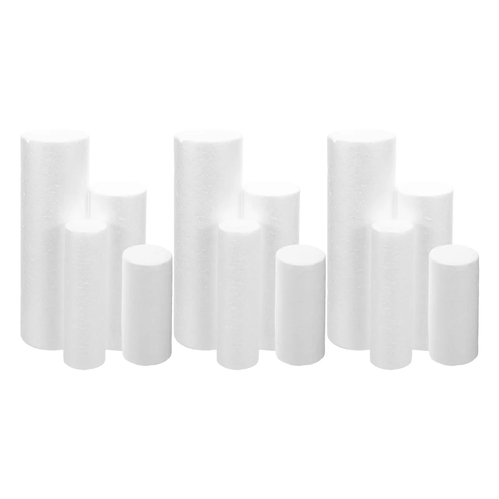 12Pcs White Foam Cylinders for Christmas Crafts DIY Ornament Making Floral Arrangements Modeling Decor Polystyrene Craft Foam