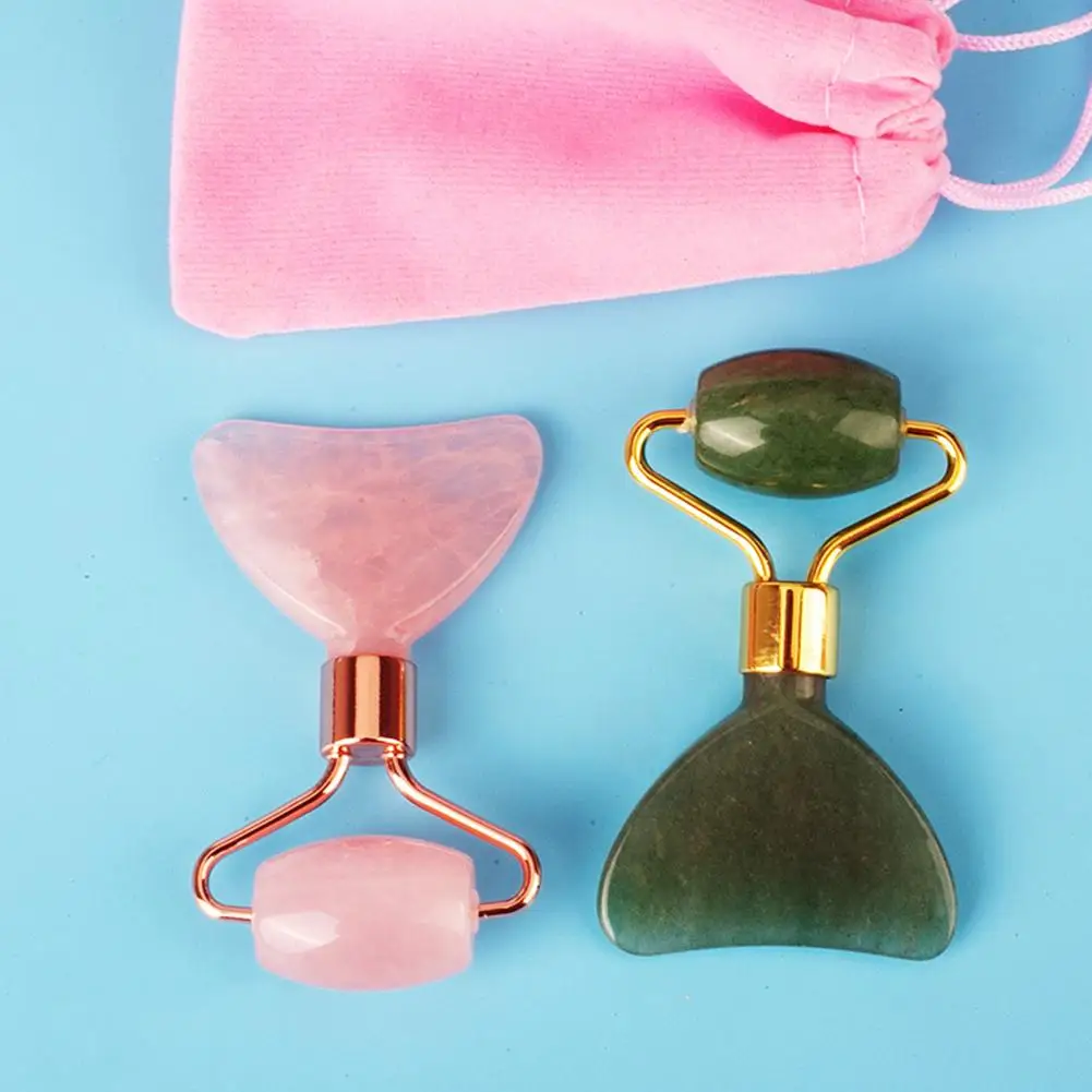 Facial Skin Lifting Scraper Anti-Wrinkle Natural Jade Face Gua Sha Massage Roller Neck Face Massager Board Scraping Massager