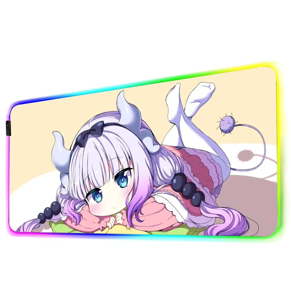 Podkładka pod mysz Kanna Kamui Miss Kobayashi Dragon Maid Gamer RGB Mata na biurko Podświetlana LED Mata pod mysz Duża podkładka pod mysz z podświetleniem