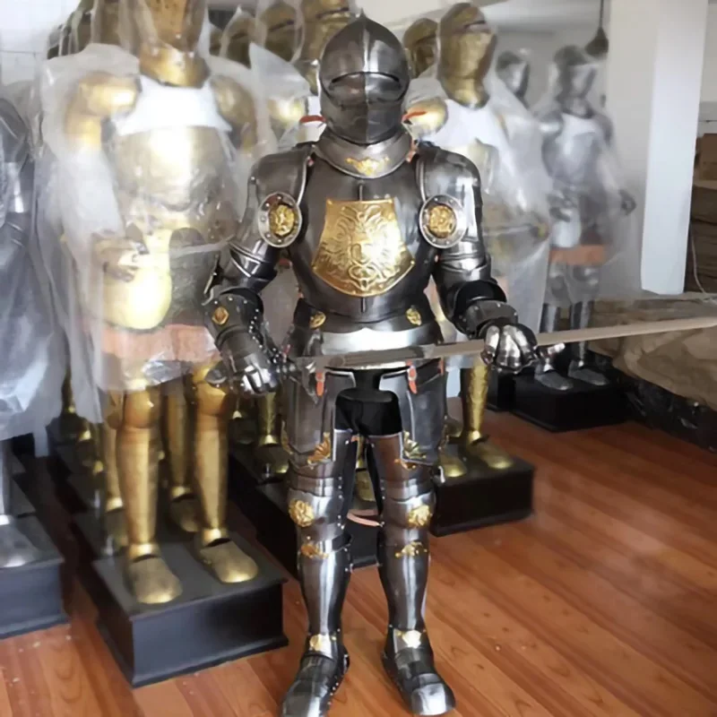 Nordic Style Roman Knight Armor Home Decor Figurine Medieval Iron Decoration Statue Sculpture Office Desktop Ornaments Statue