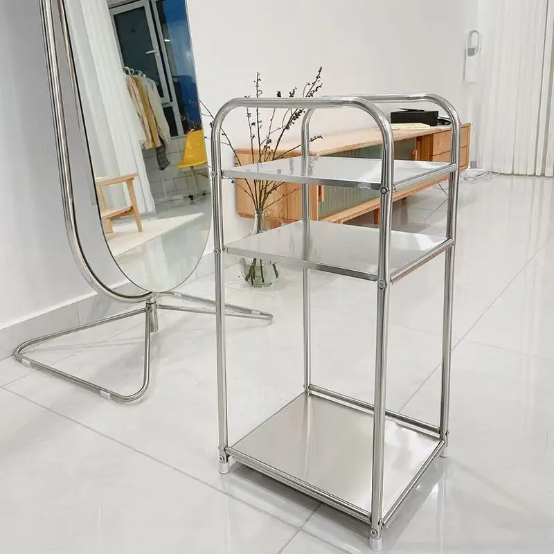 Modern Sofa Side Table Stainless Steel Coffee Table Living Room Corner Tables Multi Functional Storage Rack Kitchen Small Tables