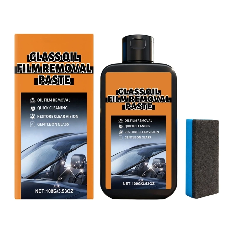 

Powerful Glass Oil Film Remover Paste High Presentation Car Glass Cleaner Paste 100G Capacity for Windshield & Mirrors X37F