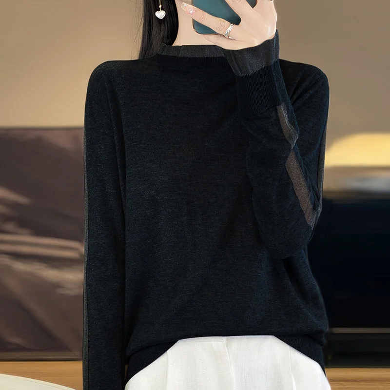 2024 New Spring and Autumn Cashmere sweater Women Long Sleeve O-Neck Lace Knitted Sweater Pullover Cashmere sweater Women