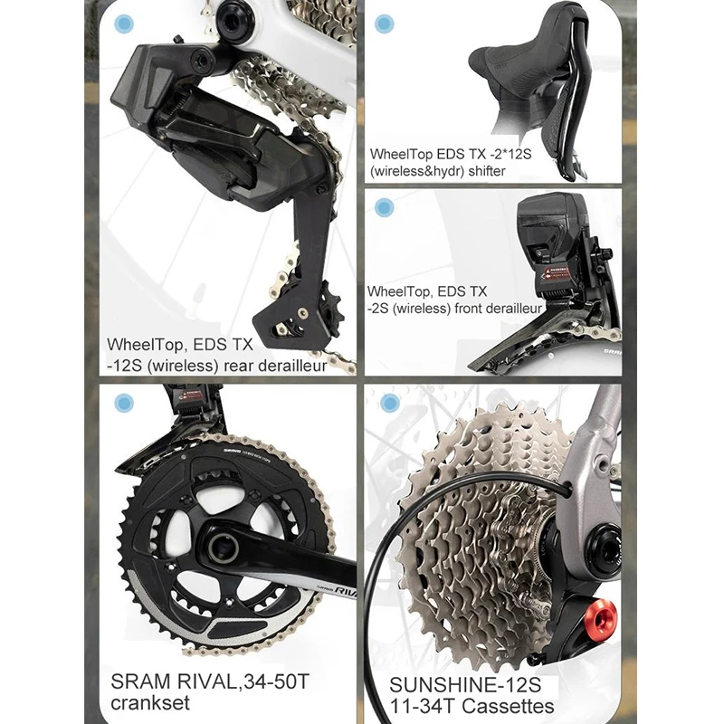 T10Pro 8.8KG UCI Carbon Fiber Road Bike EDS TX-24 Speed Wireless Electronic Shifting  Racing Bicycle With 60H Carbon Wheels
