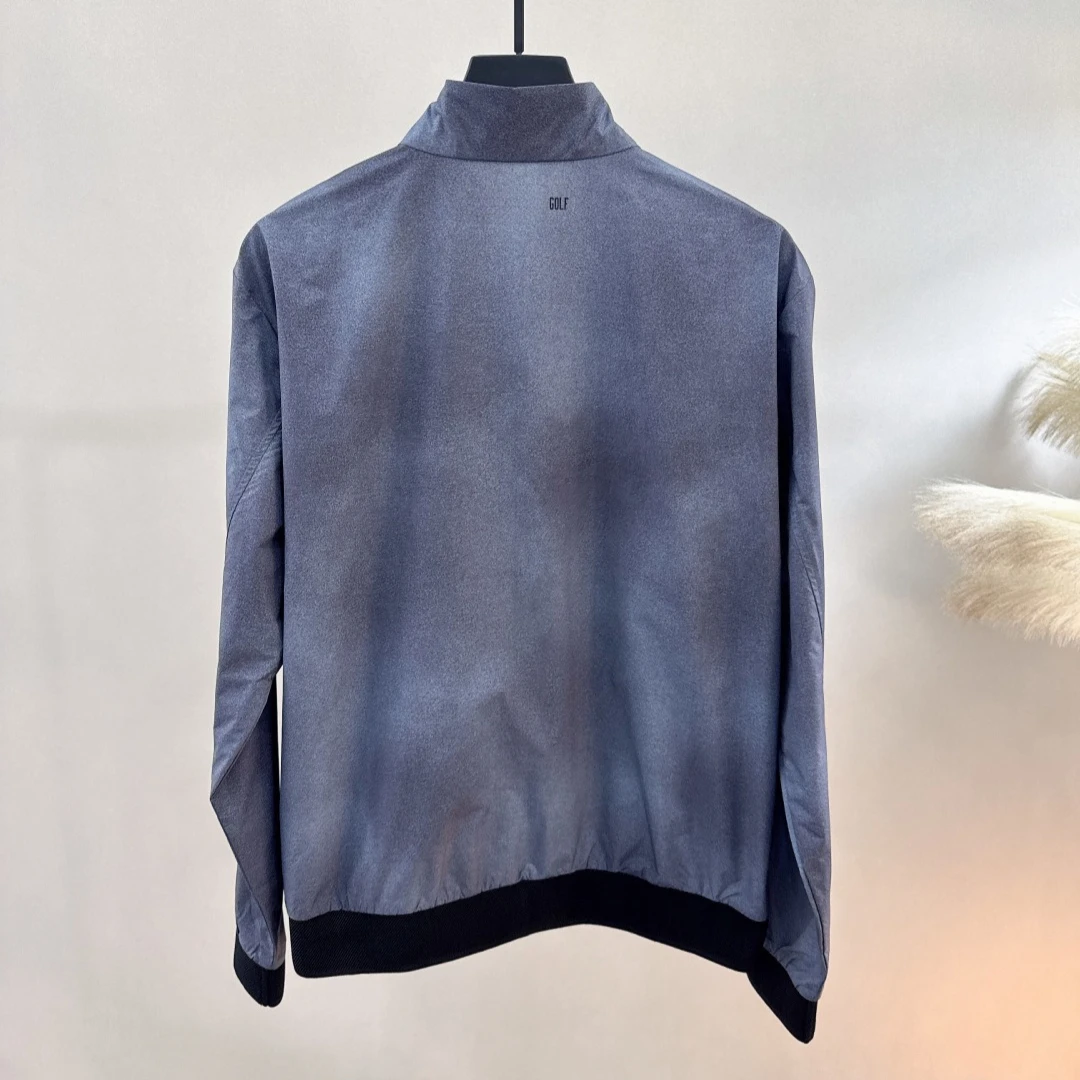 Men's Golf Zip-Up Stand Collar Jacket Fall New Original Korean High-End Letter Print Casual Quick-Dry Polyester Soft Stretch