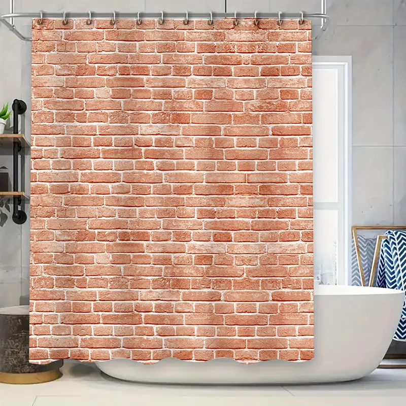 

Rustic Brick Printed Shower Curtain Waterproof Home Decor Bathroom Accessory