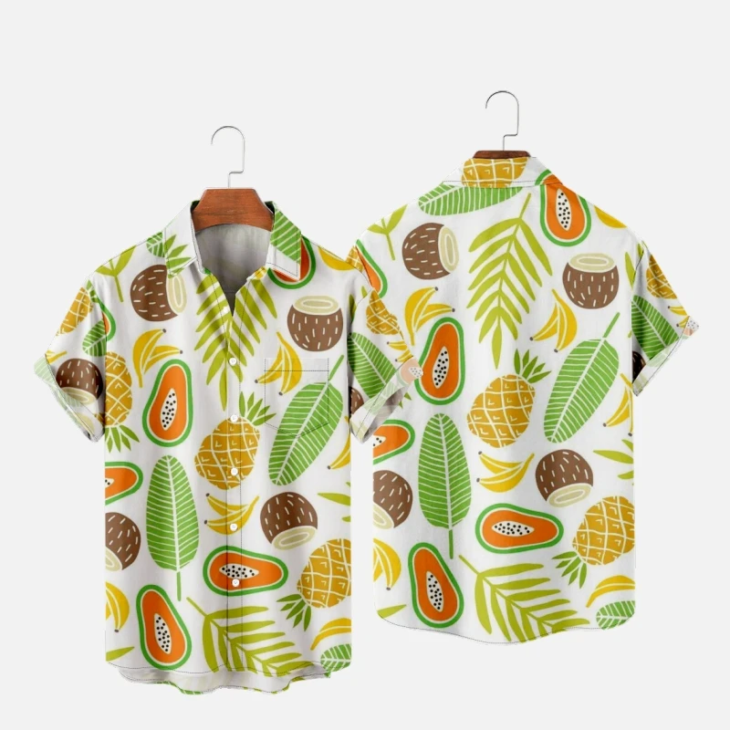 

Men's Hawaiian T-Shirt Fruits Retro Style 3D Printed Y2K Hombre Fashion Shirt Casual Beach Oversized Clothes 1