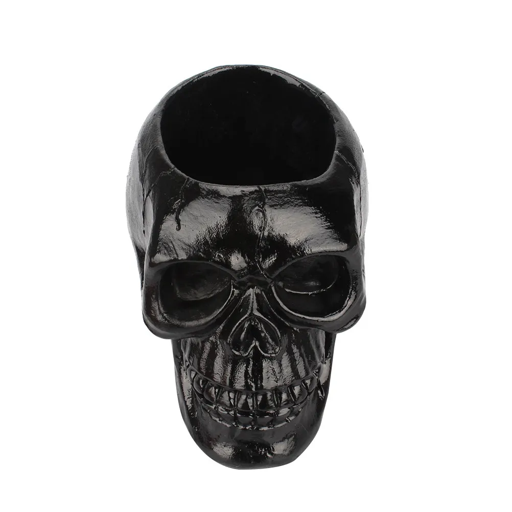 Skull Stationery Holder Hand Painted Resin Pencil Holder Writing Materials Organizer Halloween Desk Decor for Office Home