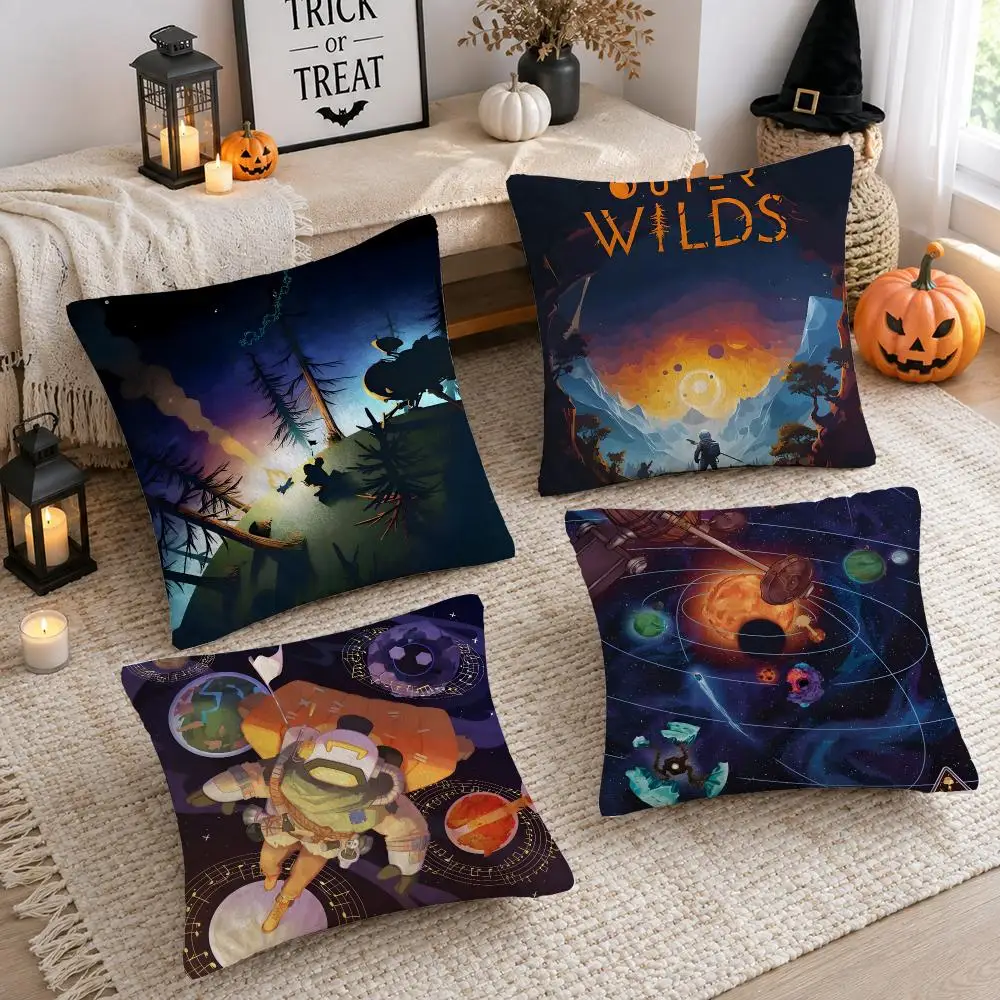 Video Game O-Outer Wilds Cushion Cover Plush Decorative Pillow Case With Hidden Zipper Cutecore Room Decor For Home