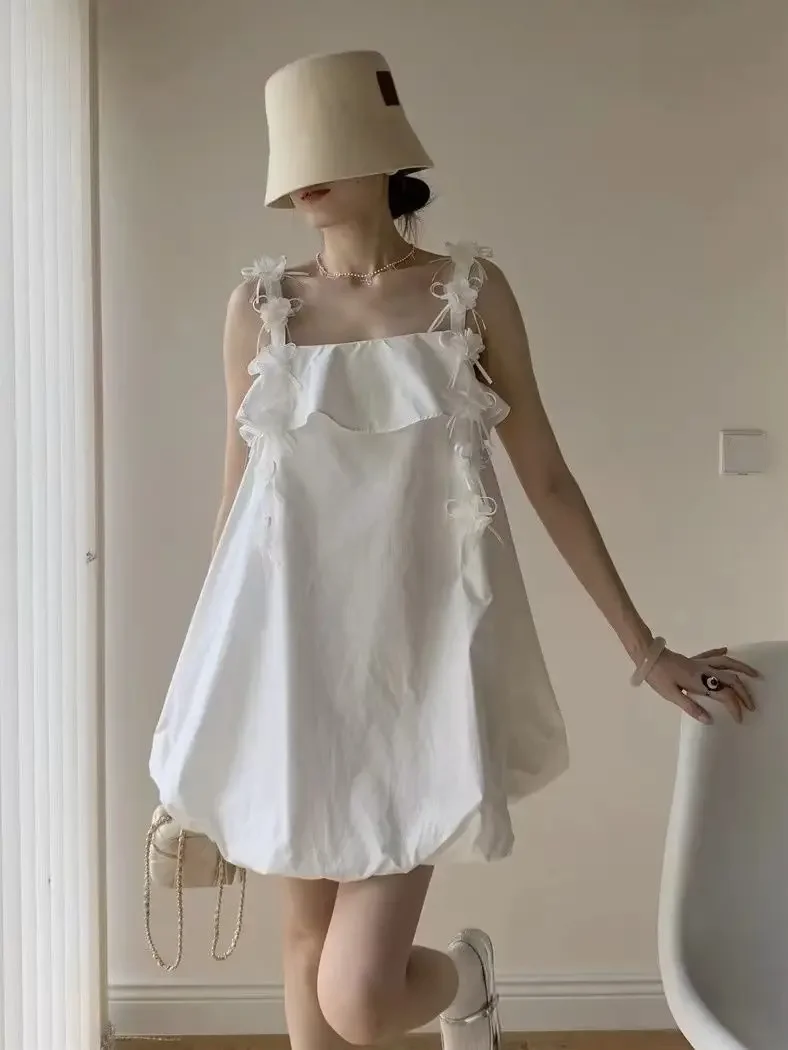 

Three-dimensional Summer Floral Design Dress, New Suspender Skirt, Elegant Suspender Skirt