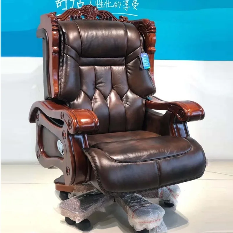 [2026]High End Genuine Real Leather Executive Massage Recliner Chair Office Chairs With 10 Locking