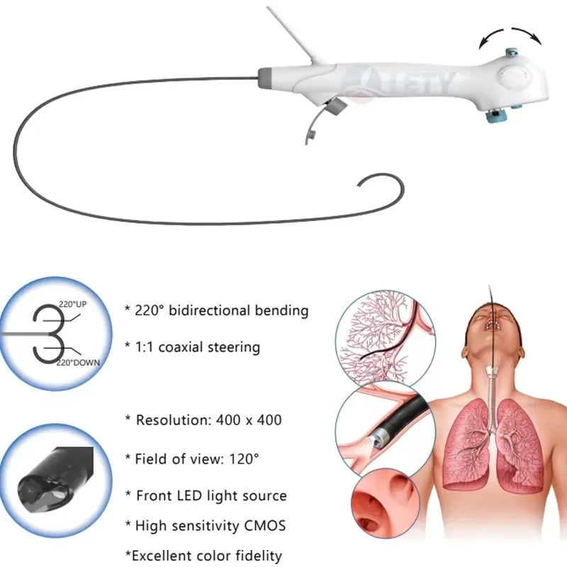 Single-Use Digital Portable Flexible Veterinary Bronchoscope