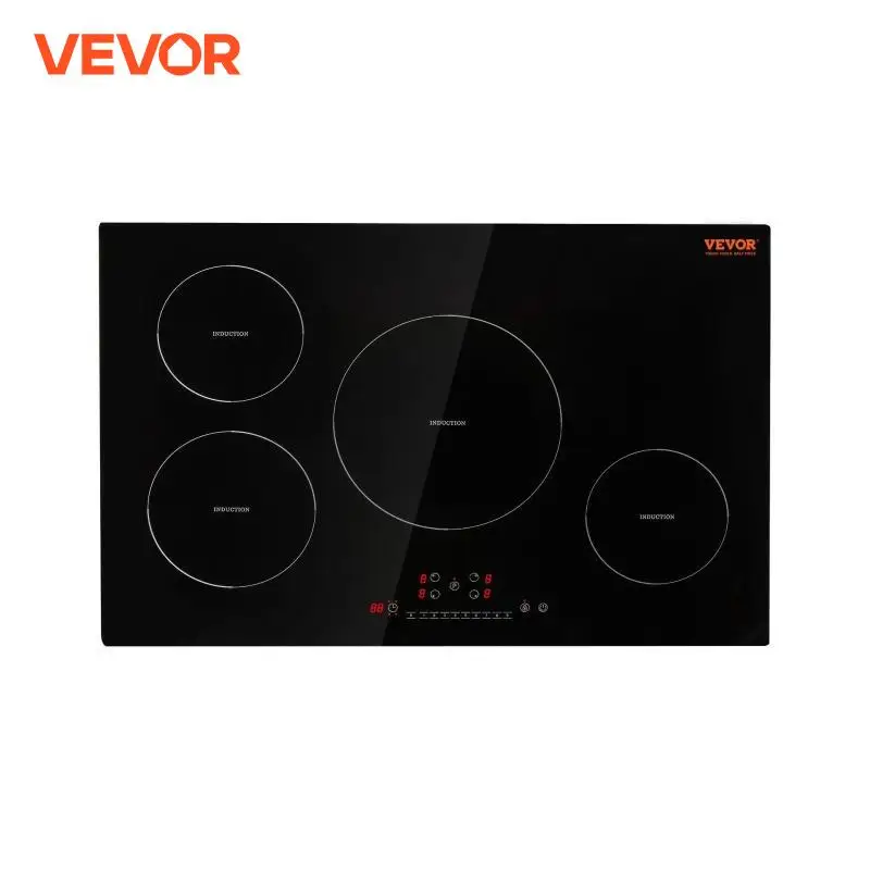 VEVOR 4 Burners 30'' Electric Cooktop Induction Stove Top Built-in Magnetic Cooktop with 9 Heating Level Touch Screen Burner