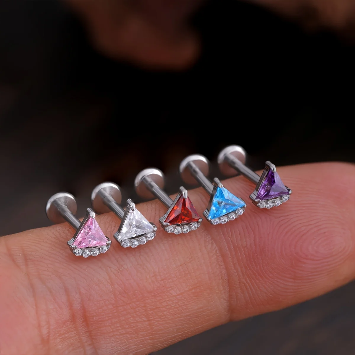 Wholesale ASTM F136 Titanium Internally Threaded Prong Set CZ Labret Helix Tragus Lip Stud Body Piercing Jewelry Earring